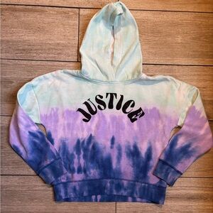 New Justice Girls' Tie-Dye Hooded Sweatshirt - Mint, Lavender & Navy